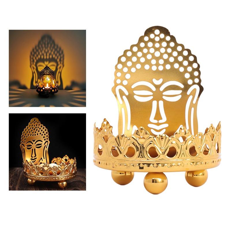 1 Stück Retro Hohl geschnitzter Teelichthalter Buddha Ghee Lampenhalter Licht Schreibtisch Dekoration Ornamente Buddhistische Vorräte Geschenk