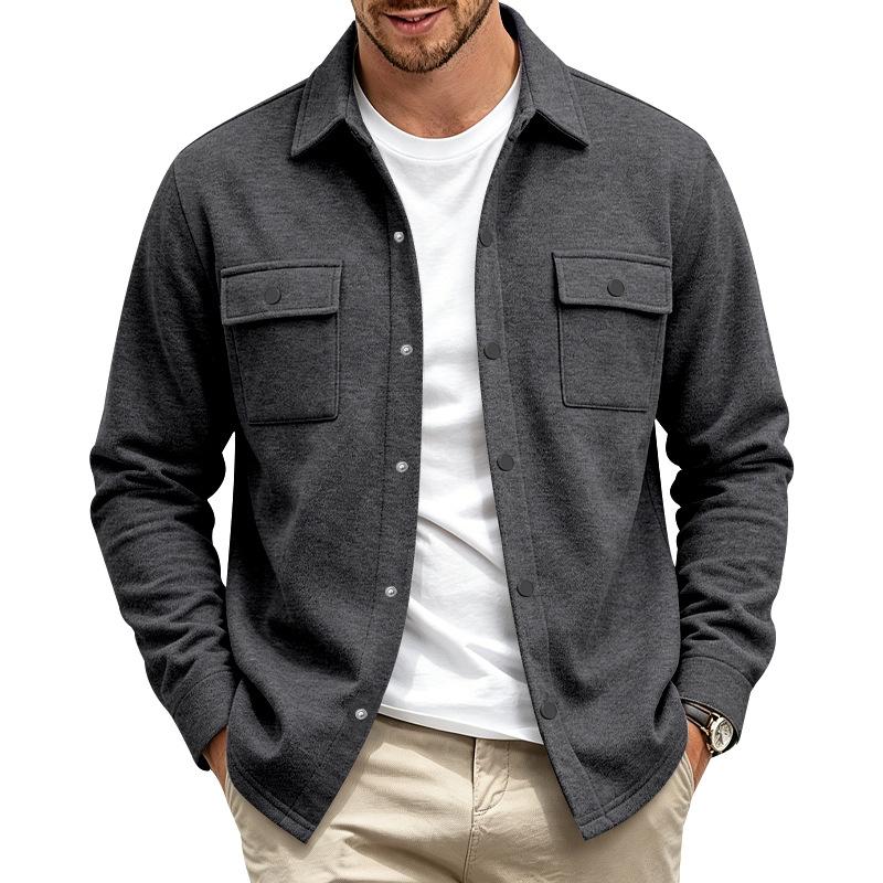 Men S Long Sleeve Knit Button Pocket Casual Jacket
