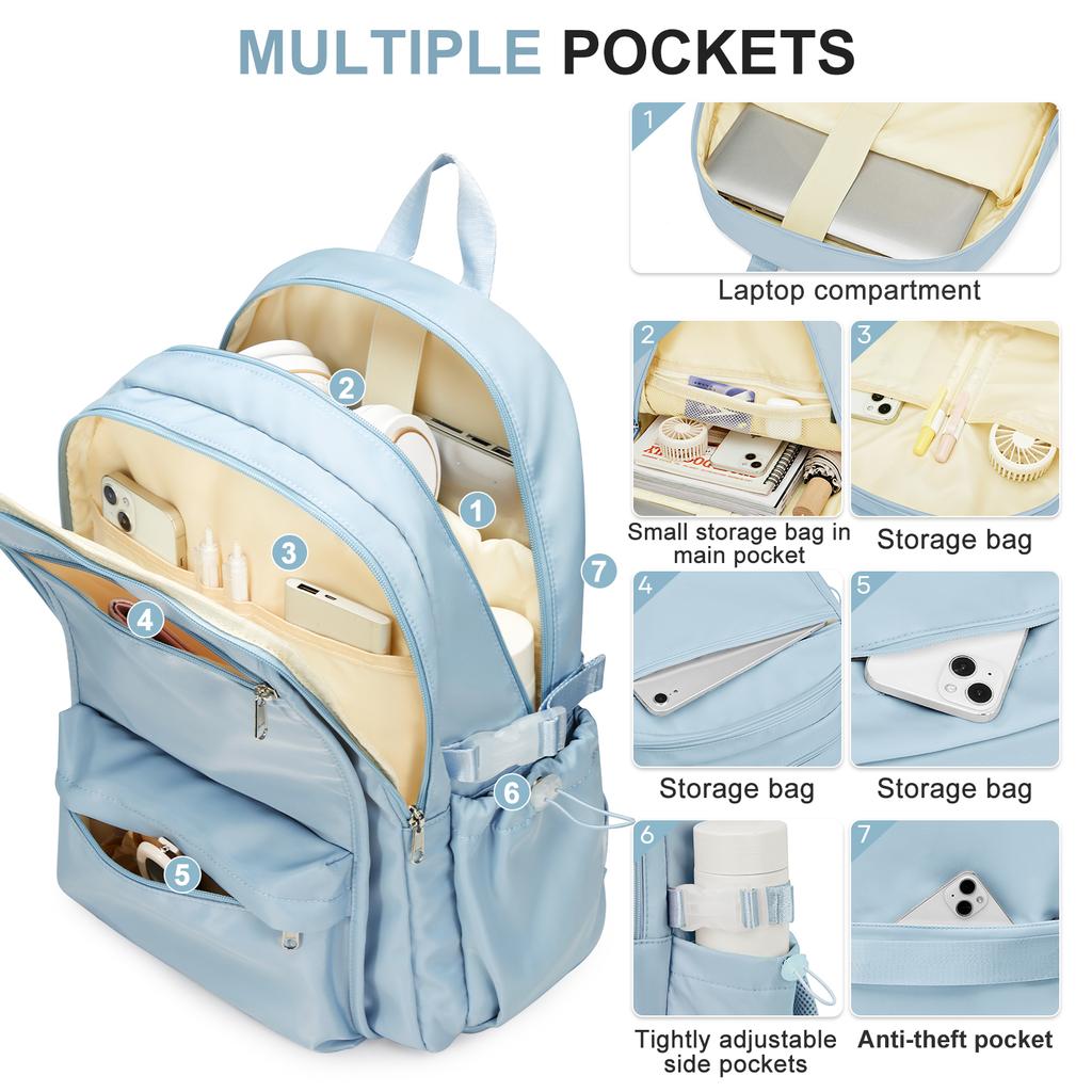 Large Capacity Waterproof University School Bags for Girls Nylon
