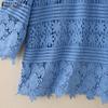 ZANZEA Womens Summer Casual 3/4 Sleeve Patchwork Embroidered Lace Blouse