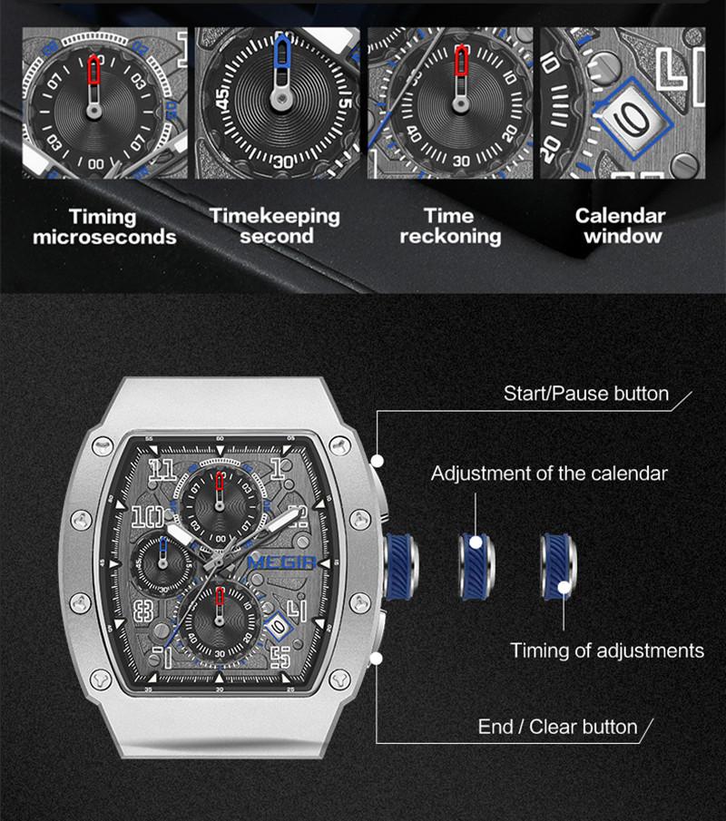 MEGIR Neue Mode Quarzuhr Herren Luxus Silikon Sport Militärische Armbanduhr Chronograph Wasserdichte Uhr Relogio Masculino 8411