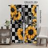 2pcs   Black And White Checkerboard Sunflower Printed Curtains   Curtains Rod Pocket Window Treatment for Bedroom Living Room Kitc