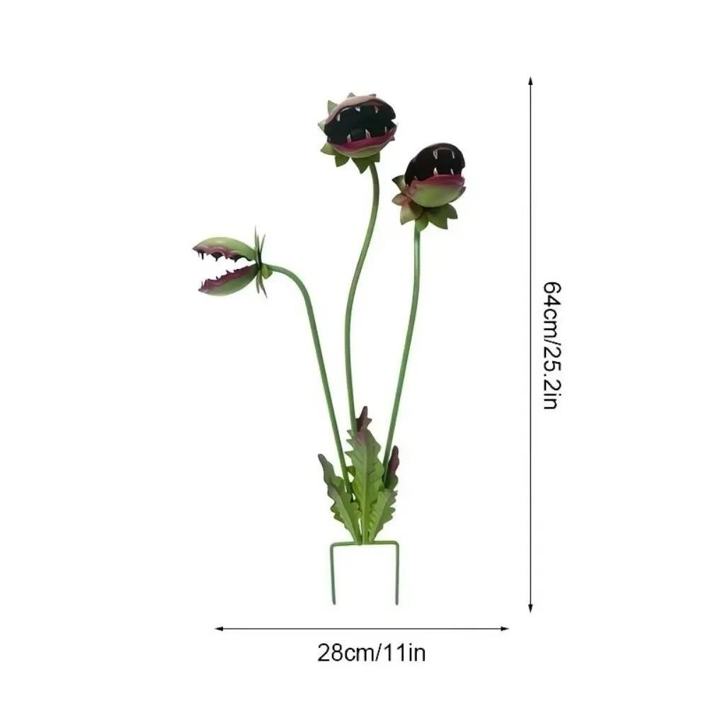 Metal Carnivorous Plant Garden Stake, Handmade Iron Large Venus Flytrap Monster Plant Sculpture,Whimsical Flower Outdoor Decor,for Flower Beds, зелёный