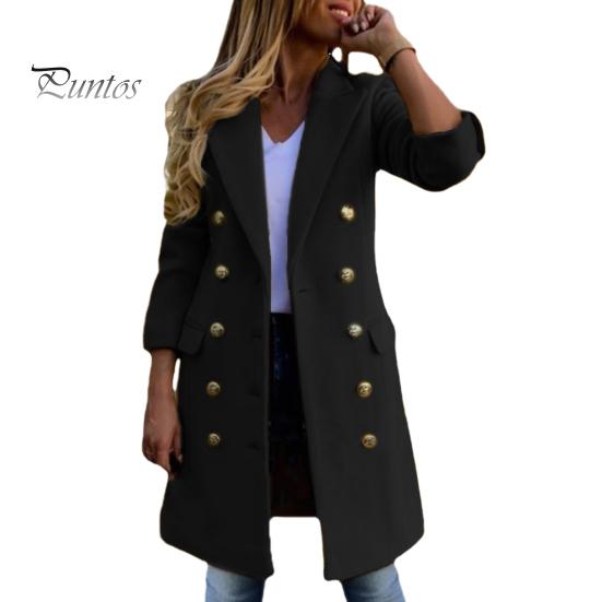 

Женская куртка с отложным воротником и карманами, однотонная, двубортная, облегающая, с длинными рукавами, для поездок на работу, свиданий, весна, осень, зима, пальто M чёрный