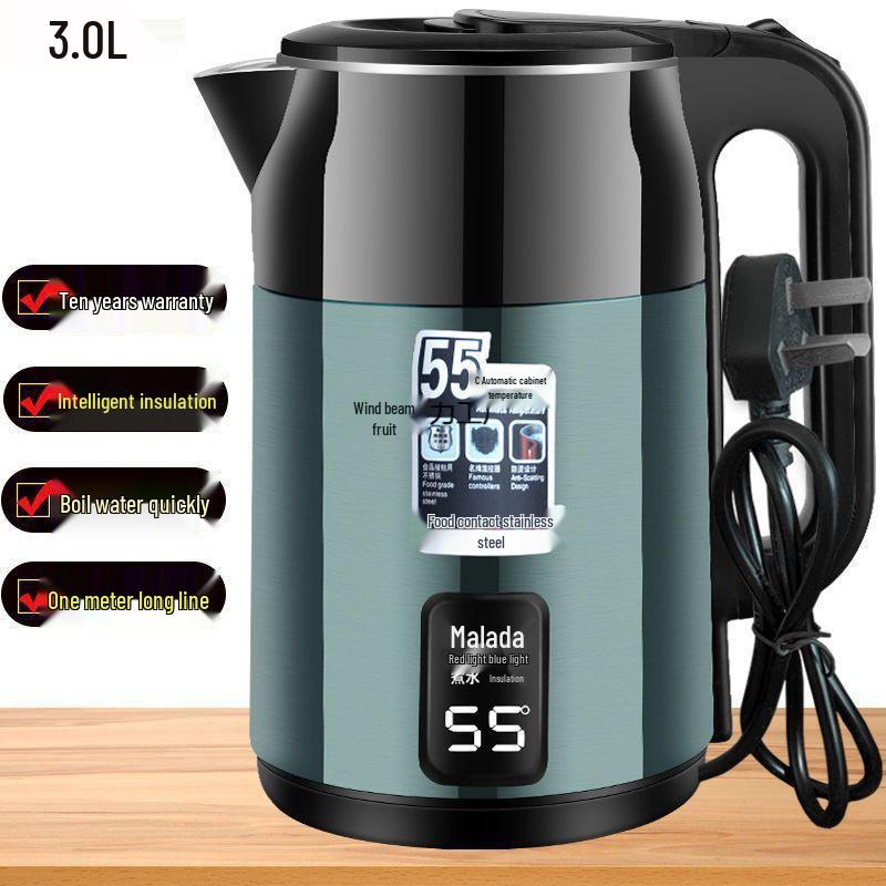 304 Stainless Steel Large Capacity Insulated Kettle - Fast Boil, Auto Shut-Off, Constant Temperature