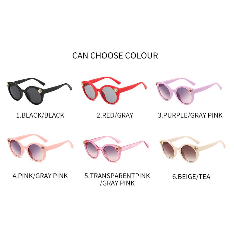 New Kids Sunglasses Round Sun Glasses Trend Boys Girls UV400 Protection Inlaid Diamond Minimalist Fashion Eyewear
