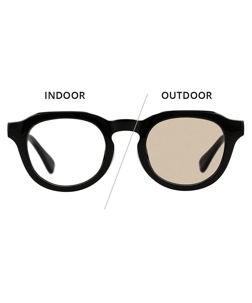 photochromic sunglasses Crown lens UV driving [Zoff] [WEB exclusive] Boston-style (black) Panto, color-changing, lightweight, protection, unisex,