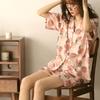 [Peach] New Pajamas for Women's Summer Thin Short-sleeved Cardigan, Spring and Summer Loungewear Two-piece Set