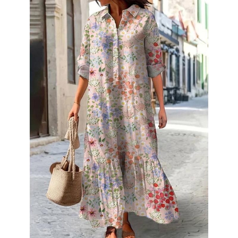 IHUASU Fashion Autumn Winter Long Sleeve POLO Neck Casual Dresses