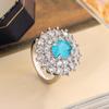 Premium Retro Blue Imitation Natural Paraiba Light Luxury Light Blue Zircon Jewelry Temperament Ring