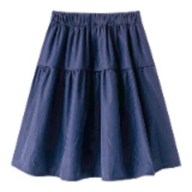 Vielseitiger Rock im College-Stil für Damen im Sommer Retro Midilänge Hohe Taille Anti-Expositions A-Linien Schirmrock Marineblauer Rock