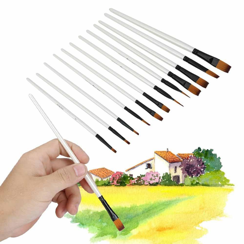 12PCS Pearl White Paintbrushes Painting Tool  Craft Decorative Drawing