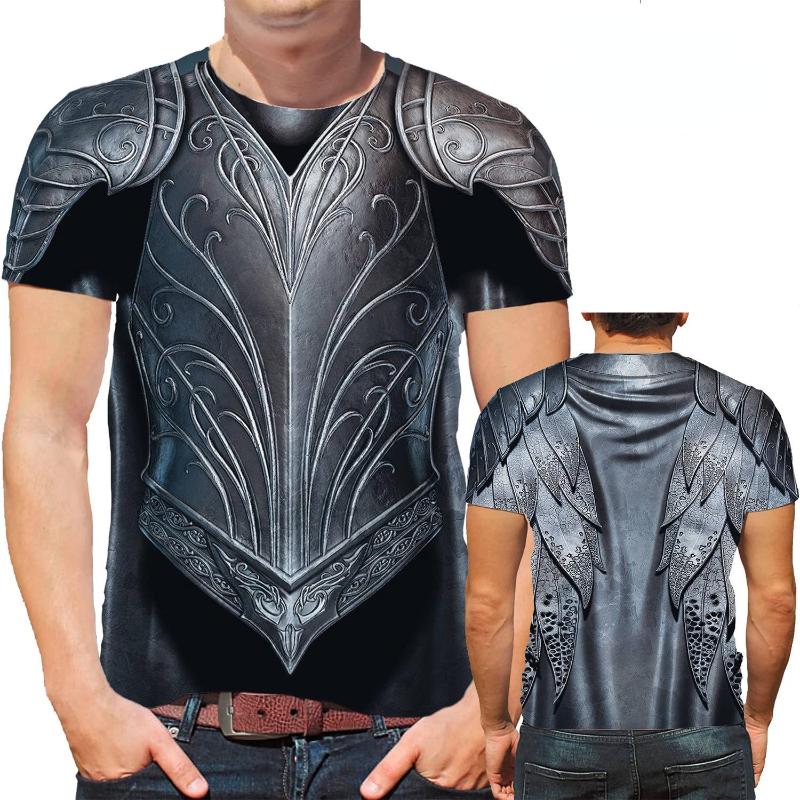 XXS-6XL Plus Size 3D Printed Armor T Shirt For Men Cosplay Pattern Tees Casual Retro Round Neck Short Sleeve T-Shirts Loose Tops