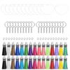 120-Piece Acrylic Keychain Set with Tassels and Small Spike Pendants, Transparent Round Blanks