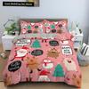 Red Christmas King Queen Duvet Cover Cartoon Santa Claus Bedding Set for Kid Boy Girl Happy Holiday 2/3pcs Polyester Quilt Cover