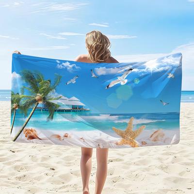 Paradise View Art Beach Towel Large Size Microfiber Absorbent Non-Slip for Beach Days