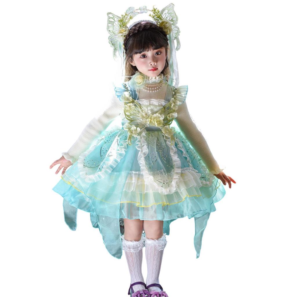 Girls' Green Winter Elf Princess Dress - Puff Skirt & Sweater Combo