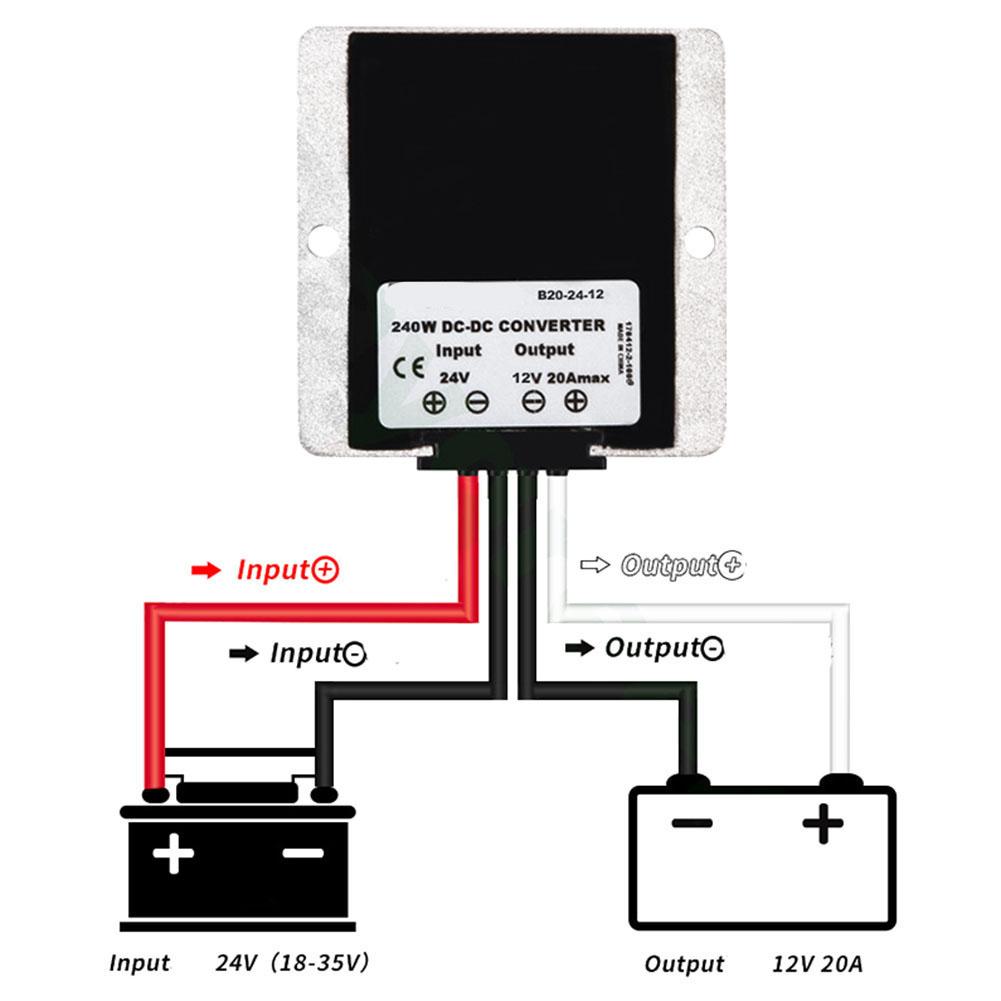 1pc DC Power Converter 240W Power Conversion 24V To 12V DC-DC Step-down Converter For Electrical Systems Accessories