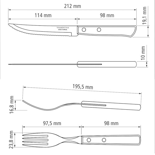 Tramontina 12-Pieces Barbecue Set 6 Knives 6 Forks