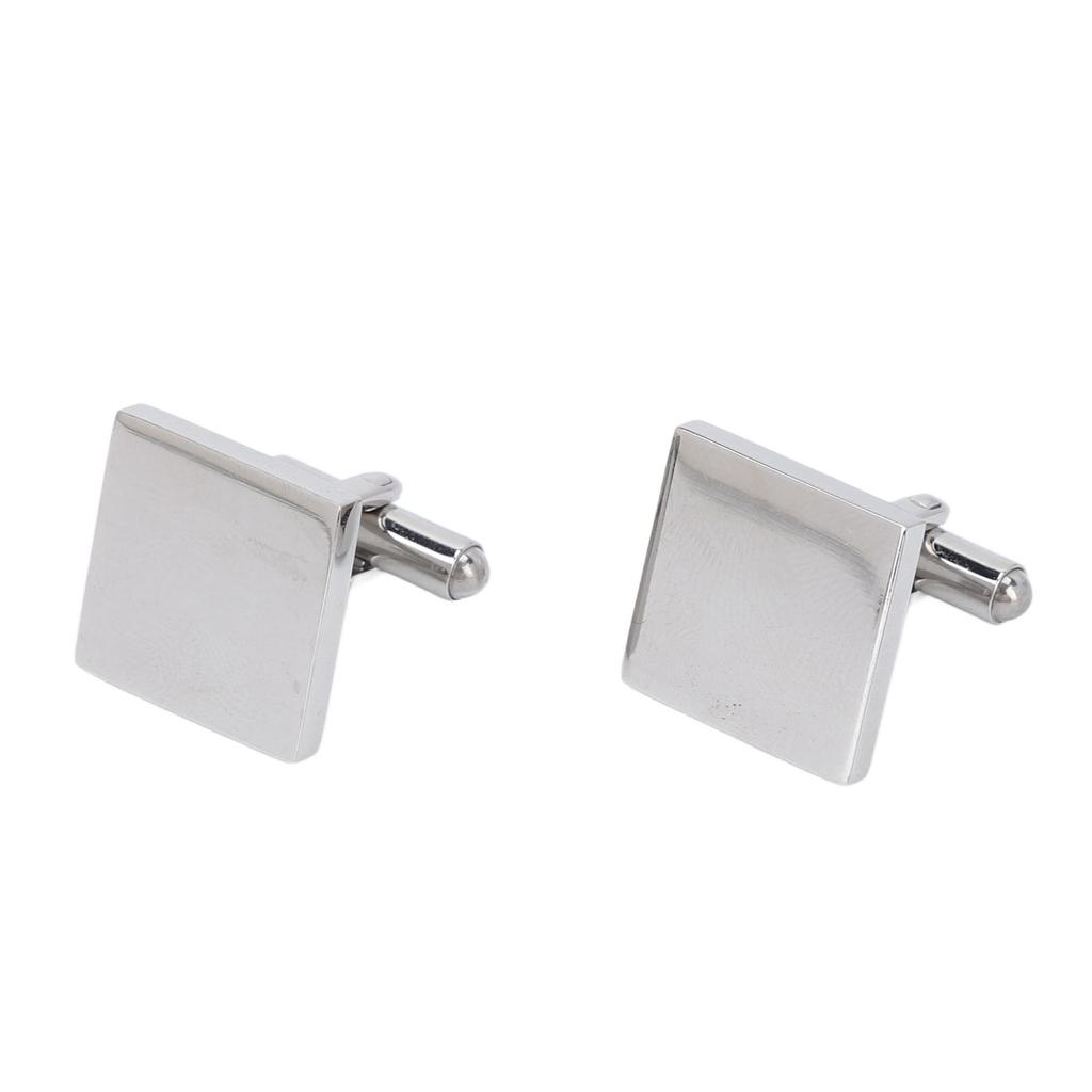 Herren Manschettenknöpfe Silber Tetragonum Manschettenknopf Rohlinge Galvanisierungsverfahren 316L Edelstahl Manschette