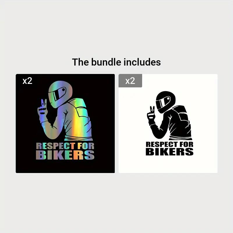 1 Stück PVC Respect Biker Aufkleber - Reflektierender Motorradaufkleber für Karosserie Helm Langlebiger und Wetterfester Vinyl Motorradaufkleber