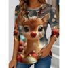 Women's Santa Claus Printed Christmas Theme Crew Neck Long Sleeve T-shirt Casual Comfortable Polyester Christmas Party Pullover