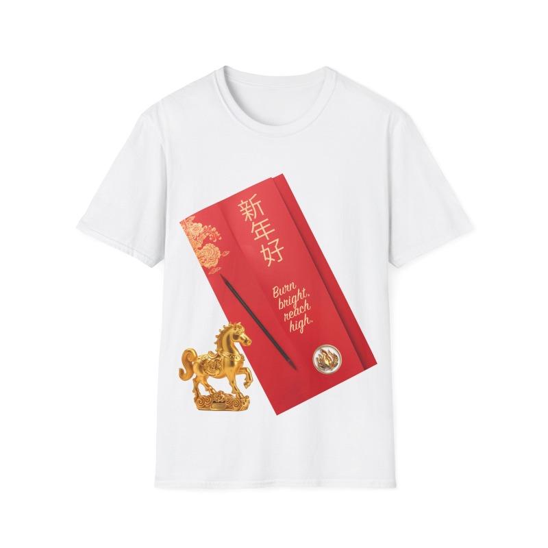 Fire Horse Lucky Fortune Red Envelope 2025 Lunar New Year of The Snake Cotton Tshirt Casual Fashion Soft Outdoors Comfortable
