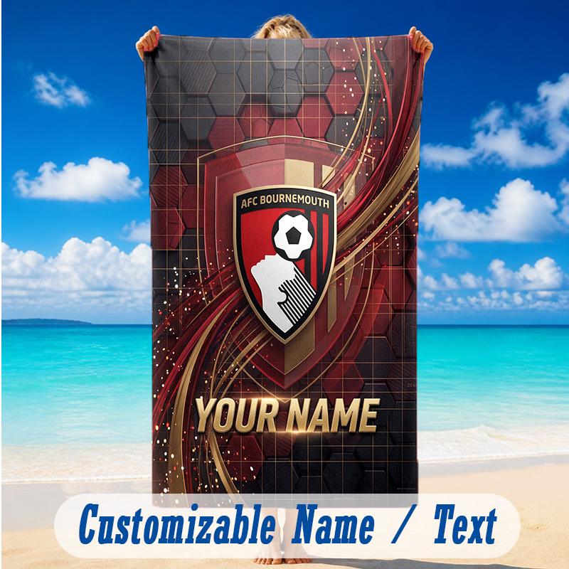 Beach Towel Custom Name Text, Quick Dry Large Towel For Beach HomeBournemouth Football