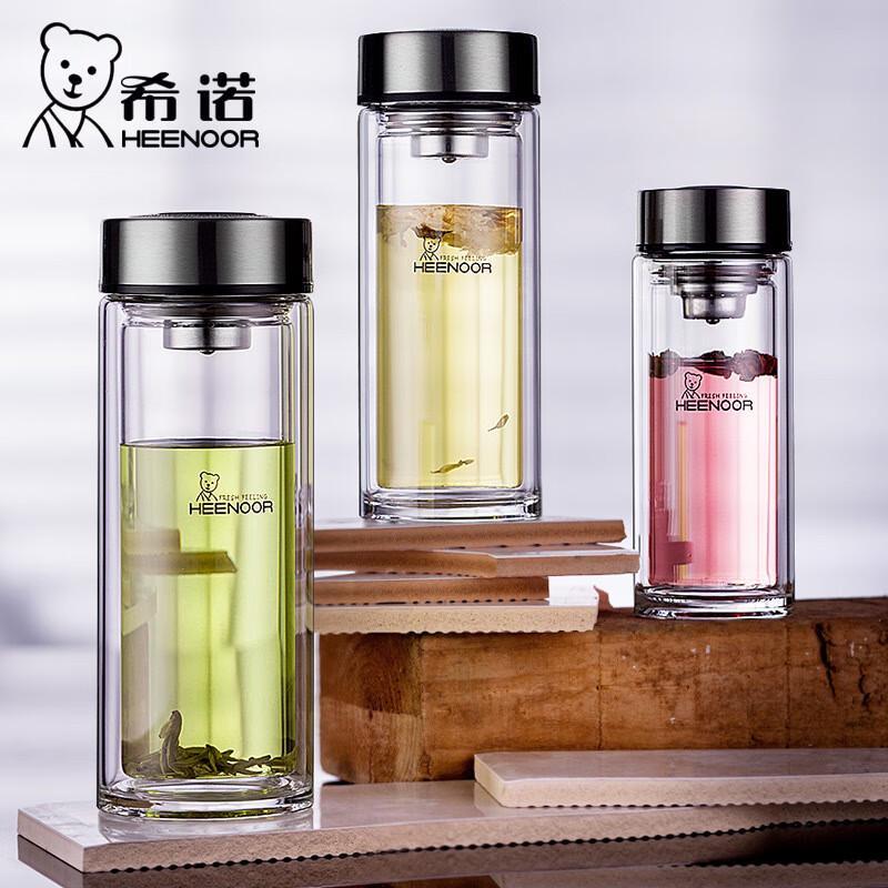 Zhishi Double Wall Glass Tea Cup with Lid