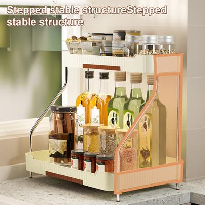 2-Tier Kitchen Counter Organizer Storage Shelf with Drip Trays Countertop Organizer Rack for Bottles And Jars Kitchen Bathroom