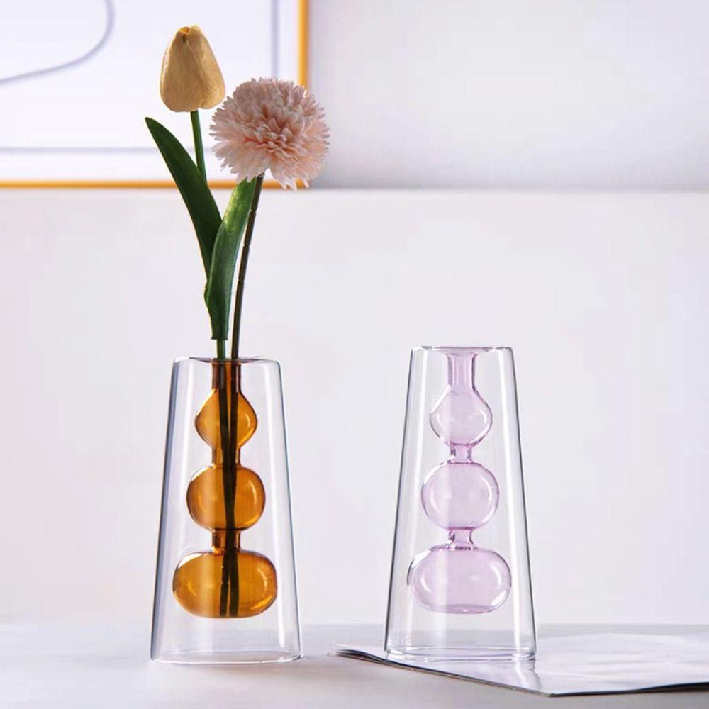 Minimalism Double-layer Flower Vase Creative Aromatherapy Diffuser Bottle Wedding Decor