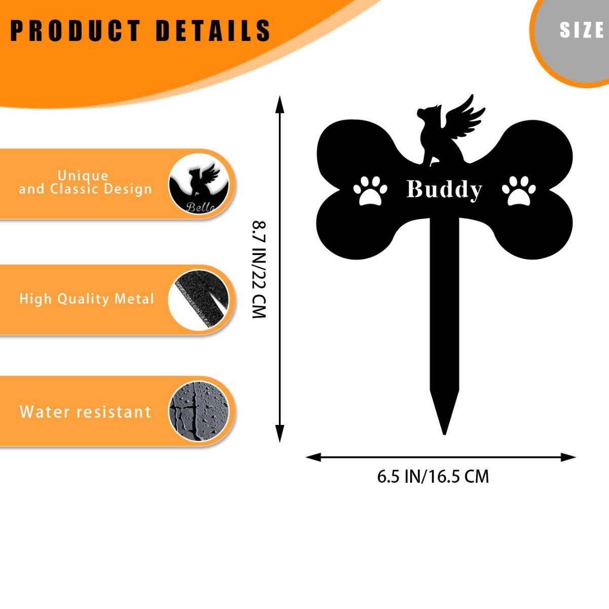 

Memorial Pet Grave Markers, Metal Dog Markers Garden Grave Decorations for Cemetery, Waterproof Stakes Plaque Pets Headstone