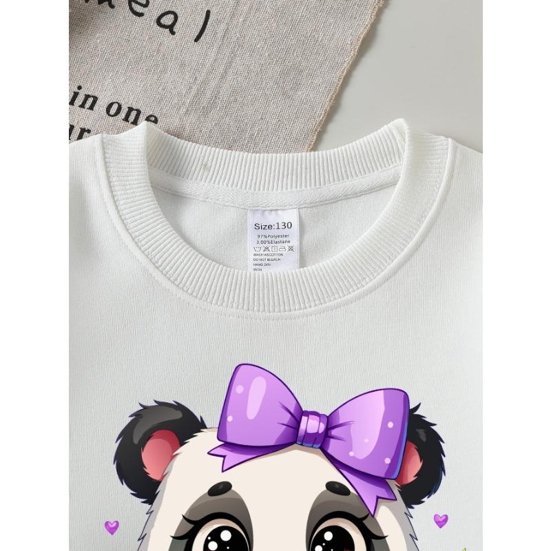 European sizes Girls' Round Neck Sweatshirt, Casual Printed Pullover, Adorable Animal Prints, Autumn And Winter Warm Fashion Top.