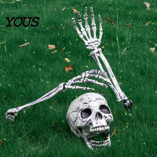 Spooky Lawn Stake Decorations Halloween Skull Garden Stakes, Skeleton Arms Prop with Ground Spikes, Realistic Hands Outdoor Decor for