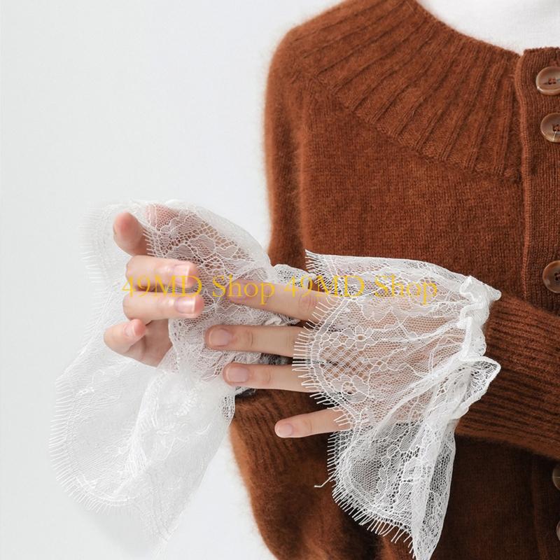 49MD 2Pair Lace Flower Arm Cuffs Fashionable Wrist Cuffs Sleeves Decorative Sleeves