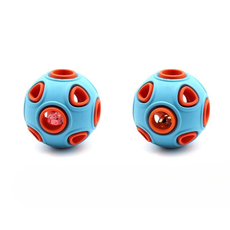 Sound-emitting and Light-emitting Double-layer Dog Toy Ball, Natural Rubber Self-cleaning Teeth Grinding and Leaky Pet Toy Ball