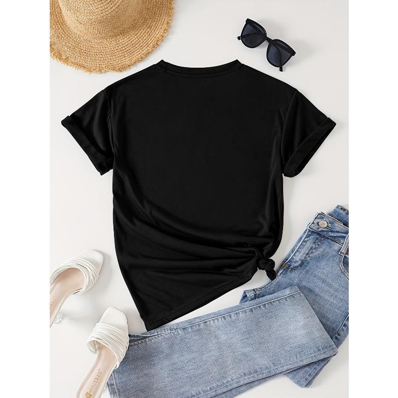 Women's "Don't Forget To Smile" Graphic Tee Round Neck Short Sleeve Regular Fit Spring Summer Motivational Casual Machine Washable Top