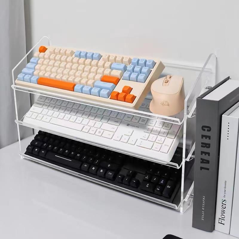 Acrylic Wirel Mechanical Keyboard Display Stand Mouse Placement Storage Cabinet Dustproof Desktop Keyboard Holder