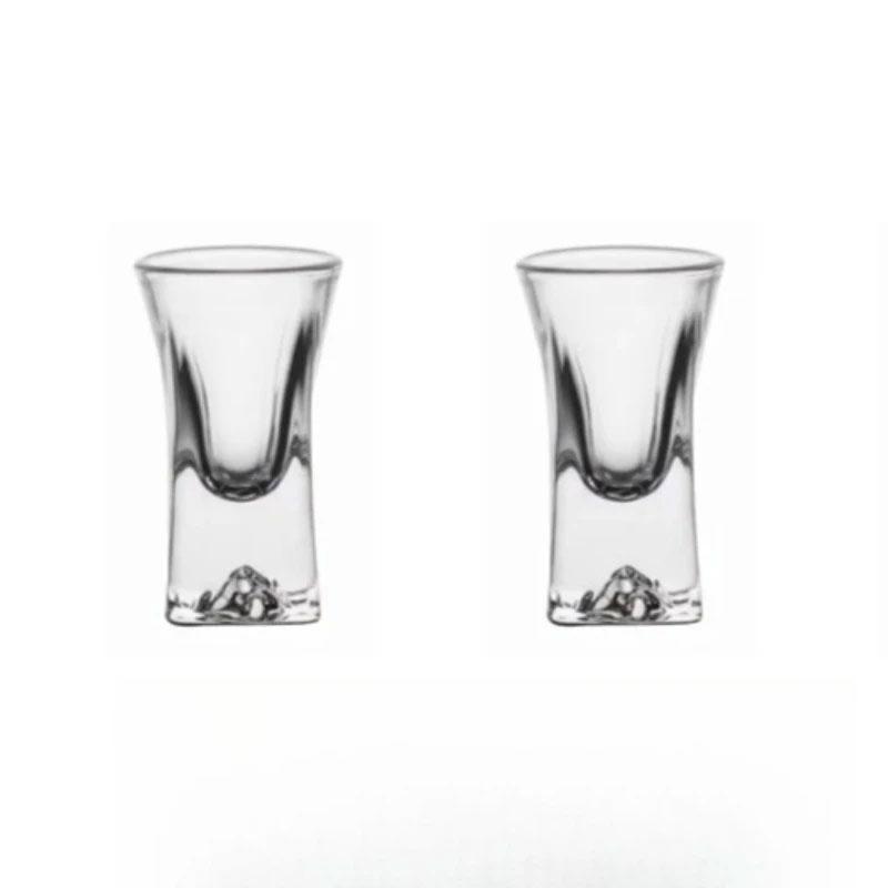 2pcs Transparent Liquor Cup Iceberg Bottom Wine Glass Creative Baijiu Cup Drinkware Shot Glass Bar Exquisite Wine Glasses Cup