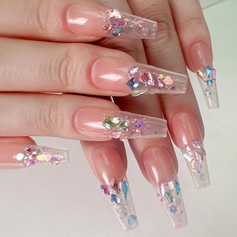 50Pcs Nail Mini Glass Charming Sparkling   Collection Mixed Color Luxury Manicure Decorations Accessories