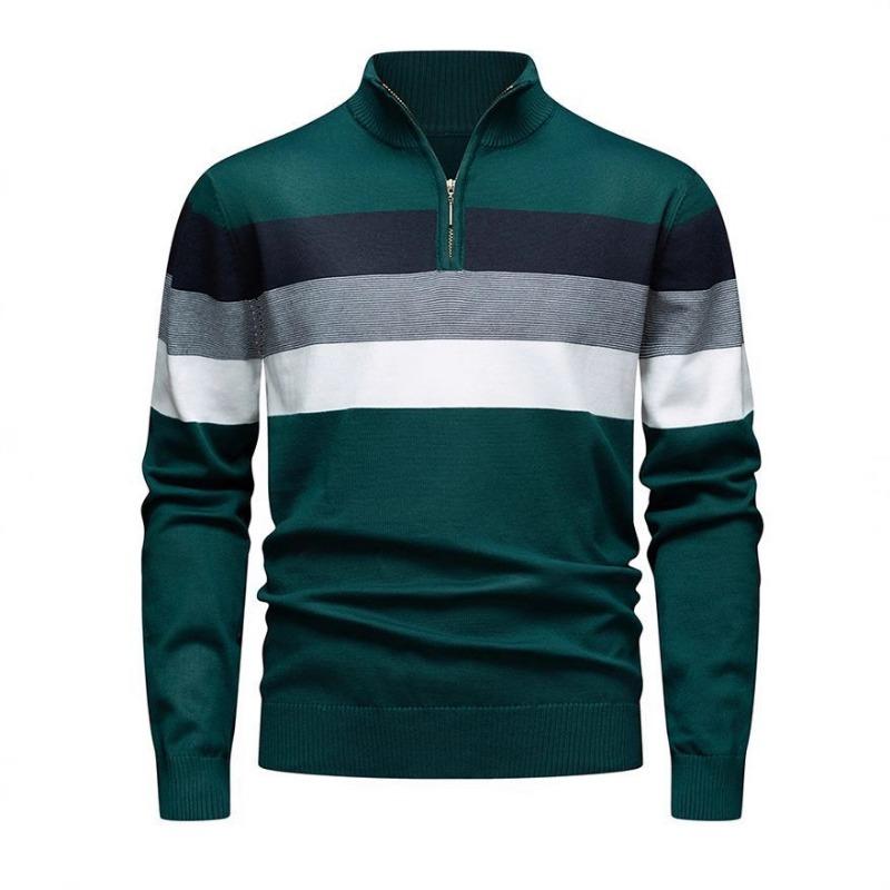 Men Slim Fit Stand Collar Long Sleeve Warm Pullover Casual Knit Sweater