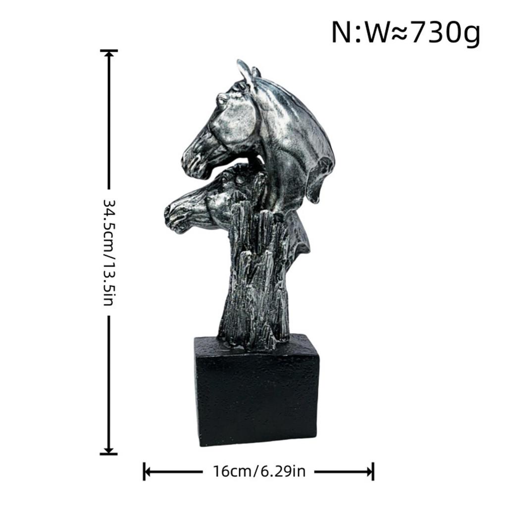 Horse Head Statue Animal Sculpture Tabletop Ornament Collectible Art Figurine