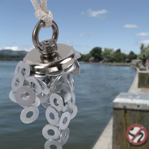 Ultra-Strong Magnetic Hook, Powerful Neodymium Magnet, 42mm Diameter, 63kg Vertical Load Capacity, Waterproof and Corrosion-Resistant, for Lifting, Aw