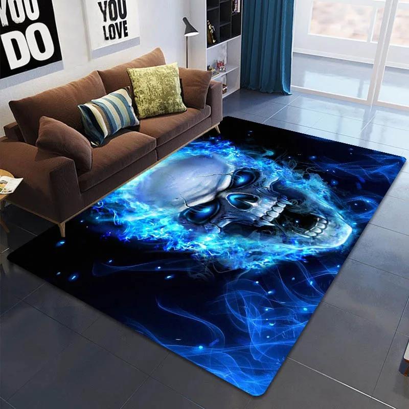 Dywan z nadrukiem płomiennej czaszki Dekoracja domu nastolatka Dywany do salonu Dywan do sypialni Kuchnia Mata podłogowa antypoślizgowa do łazienki Wycieraczka do przedpokoju