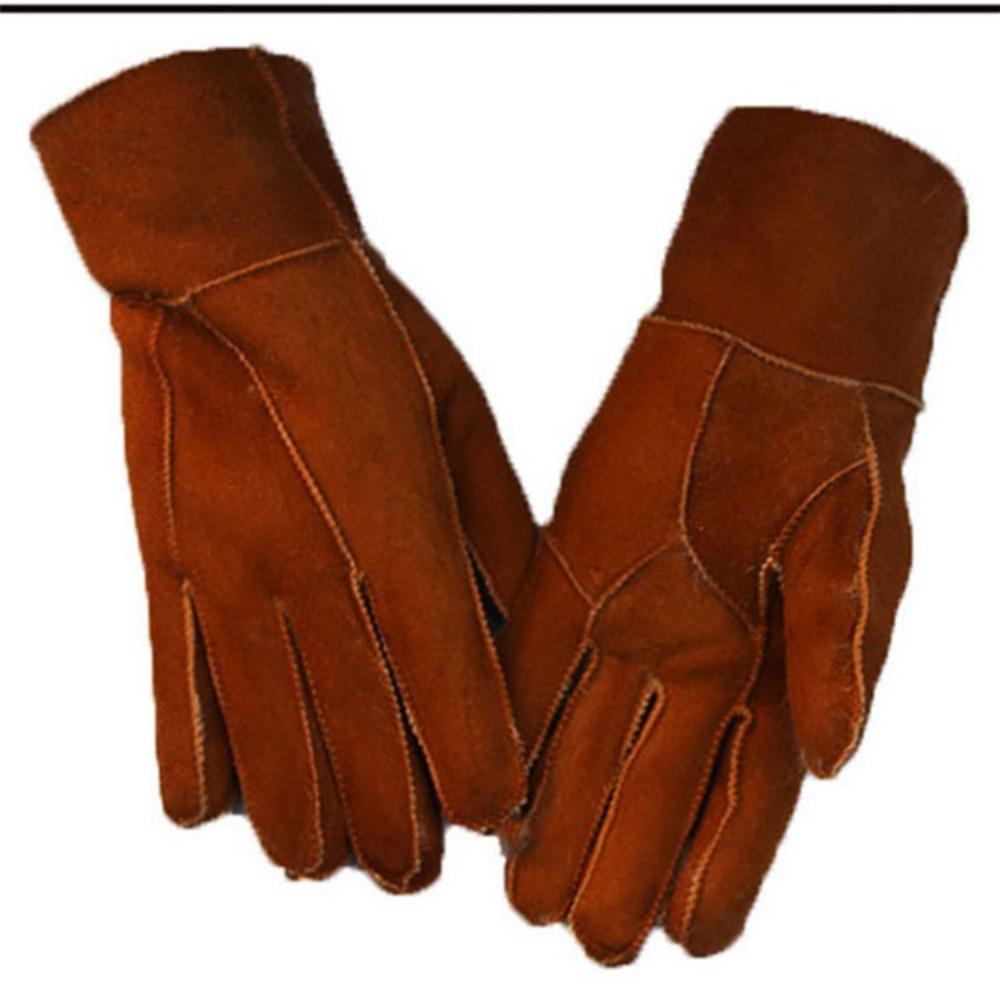 Fur integrated gloves, sheepskin wool outdoor cycling gloves, men's and women's thickened winter finger gloves
