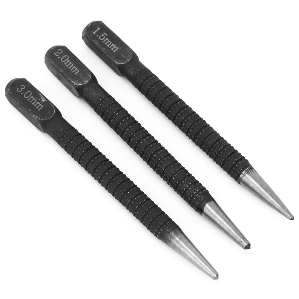 3 Pcs Punch Wood Marking Tool Center Punch Combination Marker for Drilling Positioning