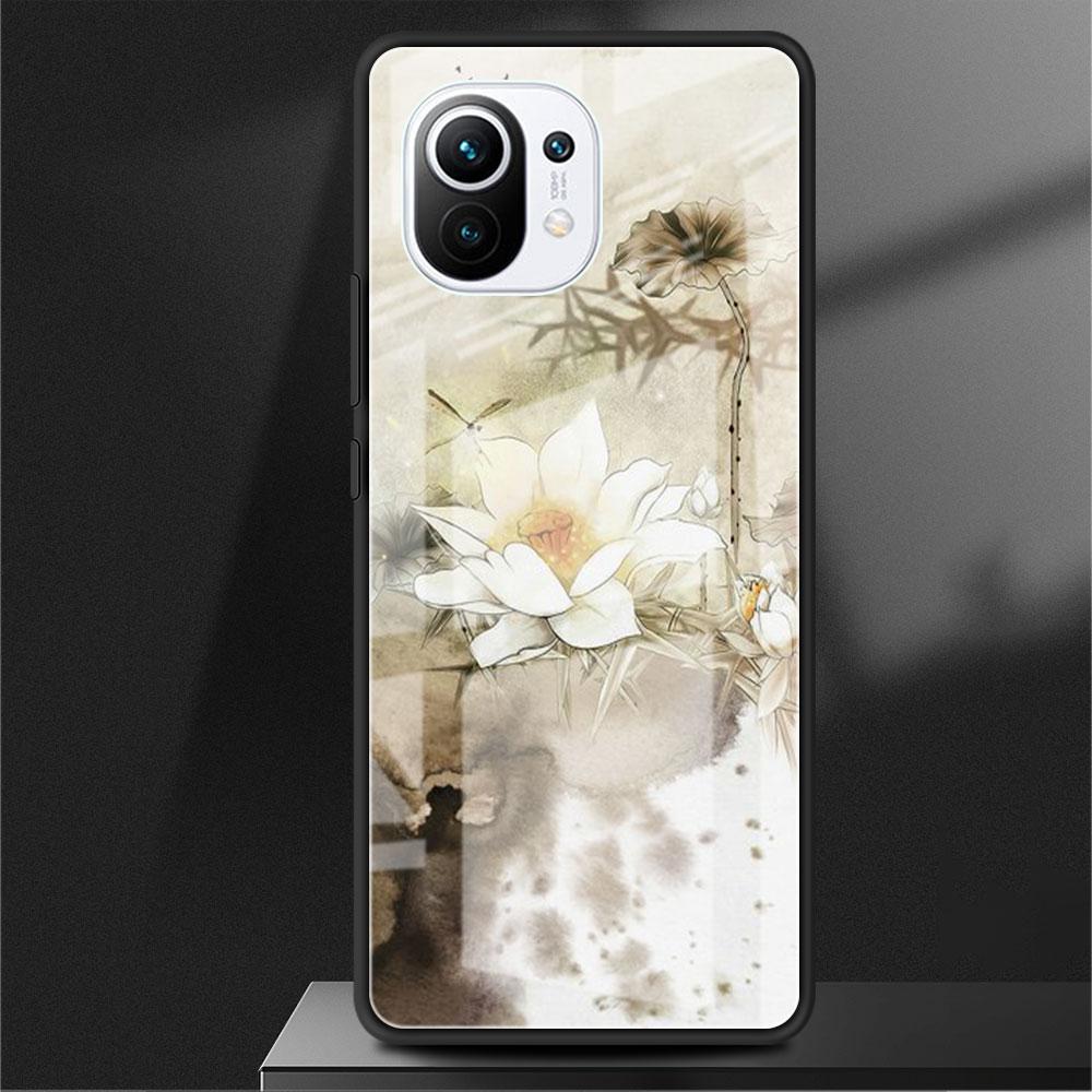 

Стеклянный чехол для Xiaomi Poco X3 NFC 11 Lite 11T F3 M3 для Redmi Note 11 10 9 8 Pro 10S 9S 9A 9C Чехол для телефона Золотая фольга Lotus Redmi Note 9S