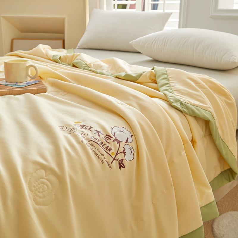 Summer Cool Quilt Double Layer Yarn Air Conditioning Blanket Cotton Linen Soybean Student Dormitory Blanket For Queen King Bed