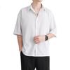Mianzhi Men's Shirt, Summer Ice Silk Cool Feeling Versatile Top, Loose Casual Solid Color Short Sleeve Shirt for Men, White, L