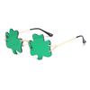 St.Patrick's Day Irish Clover Glasses Green Lens Sunglasses Four-leaf Clover Glasses Party Rimless Sunglasses